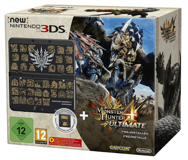 New Nintendo 3DS LL Monster Hunter 4 Hunter Pack Limited Edition box art for Nintendo 3DS